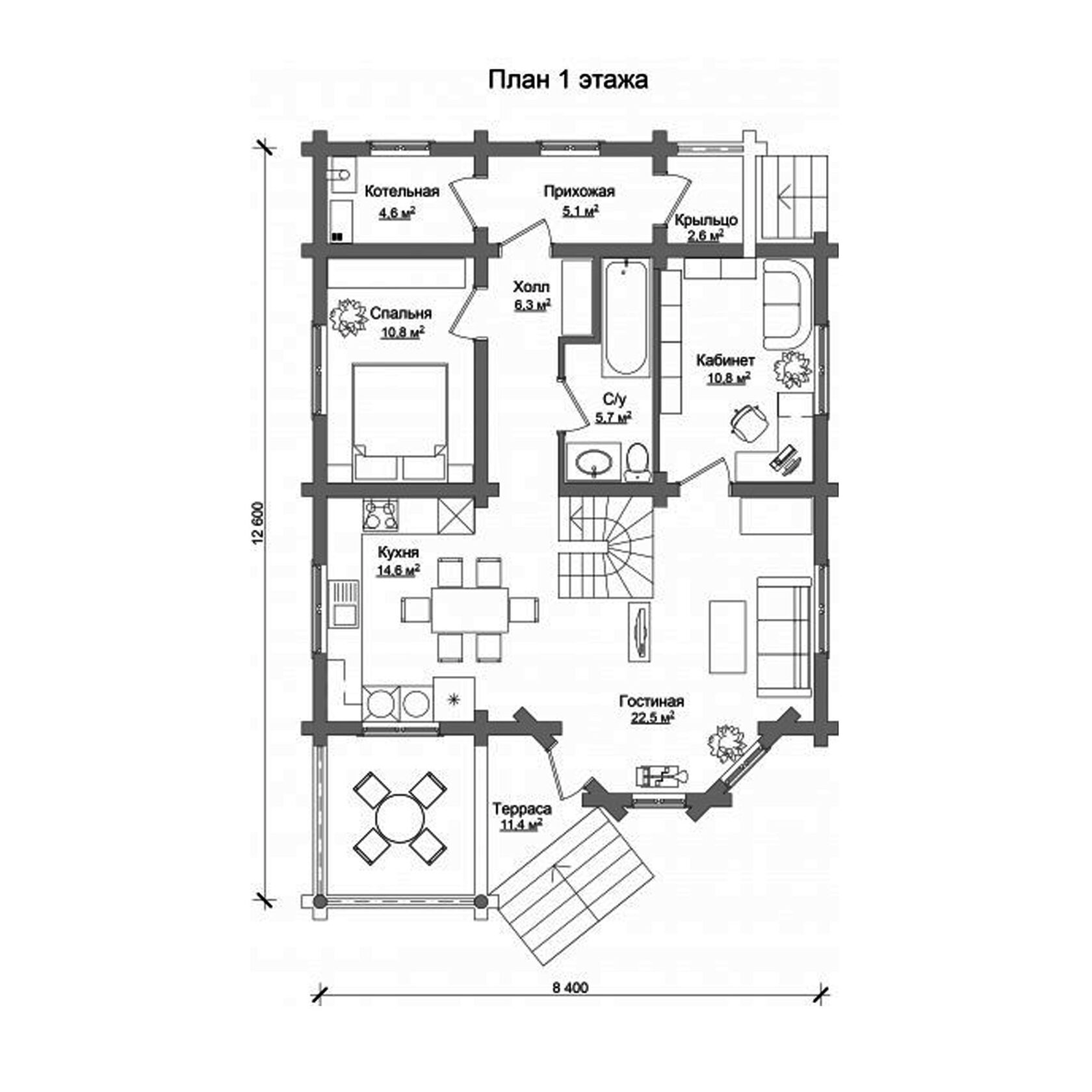 Дом из оцилиндрованного бревна