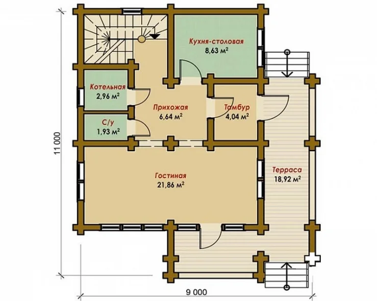 Дом из оцилиндрованного бревна