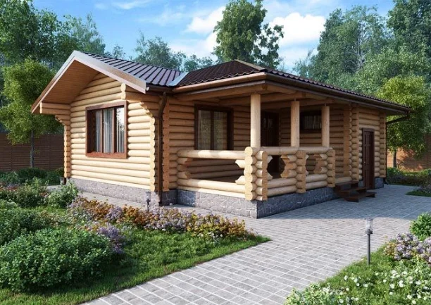 Баня из оцилиндрованного бревна