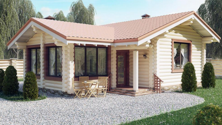 Баня из оцилиндрованного бревна