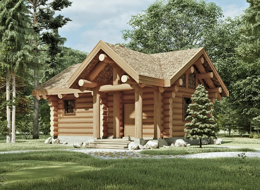 Баня ручной рубки из кедра