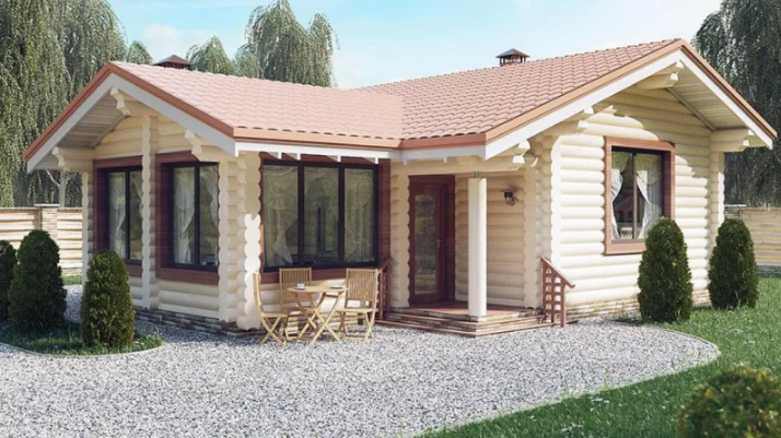 Баня из оцилиндрованного бревна