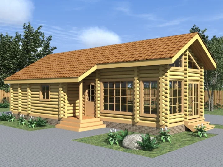 Баня из оцилиндрованного бревна