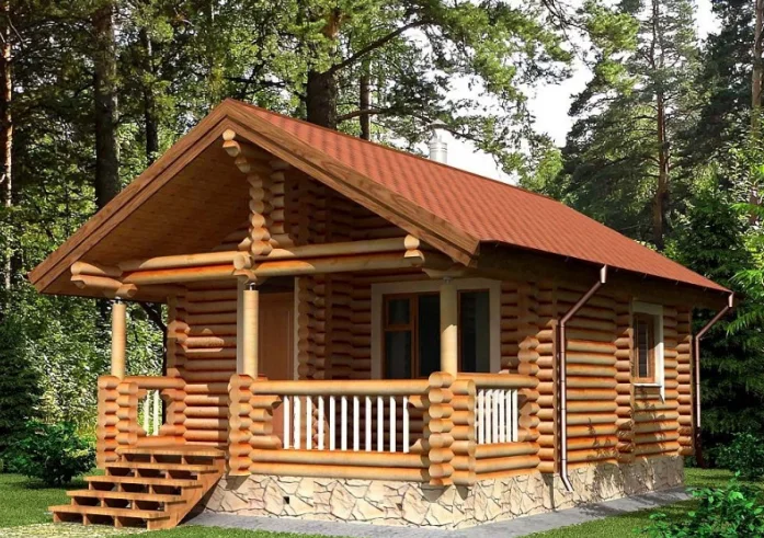 Баня из оцилиндрованного бревна