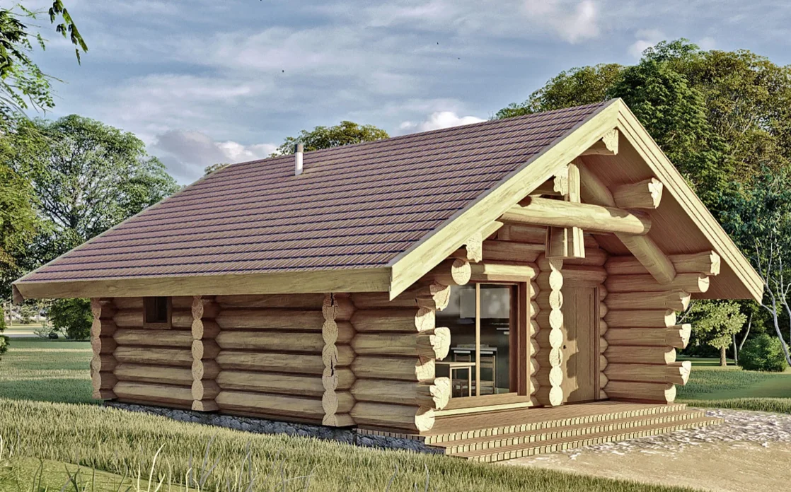 Баня из оцилиндрованного бревна